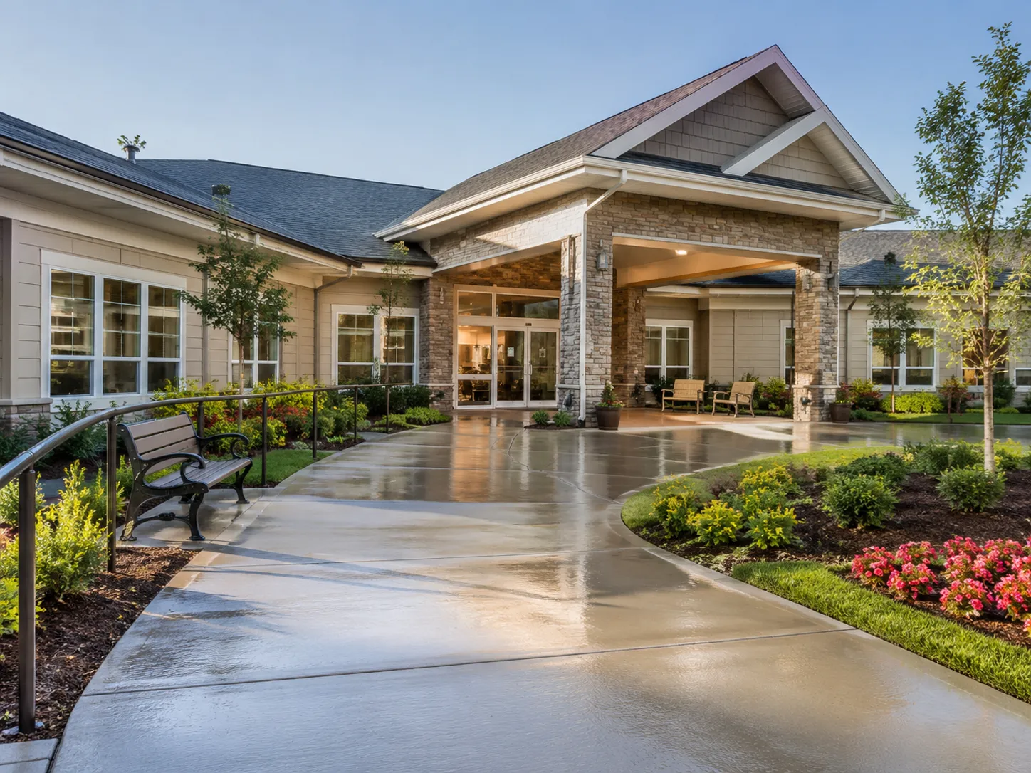 Exterior cleaning of a nursing home